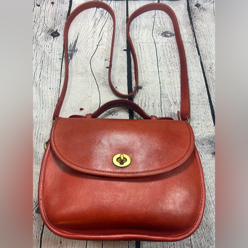 Vintage Coach 9860 Plaza Bag ❤️RED❤️ Leather. Brass Hardware Made ‘80s EXC COND!